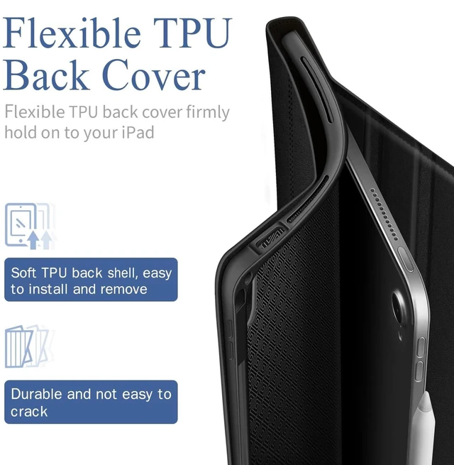 Alt view image 10 of 10 - Antbox Case for iPad Air 13 Inch 2026 M4 /2025 M3 /2024 M2, Premium Vegan Leather, Fully Supports Pencil Pro and Pencil (USB-C), Auto Sleep/Wake, Built-in Pencil Holder iPad 13 Inch Case (Black)