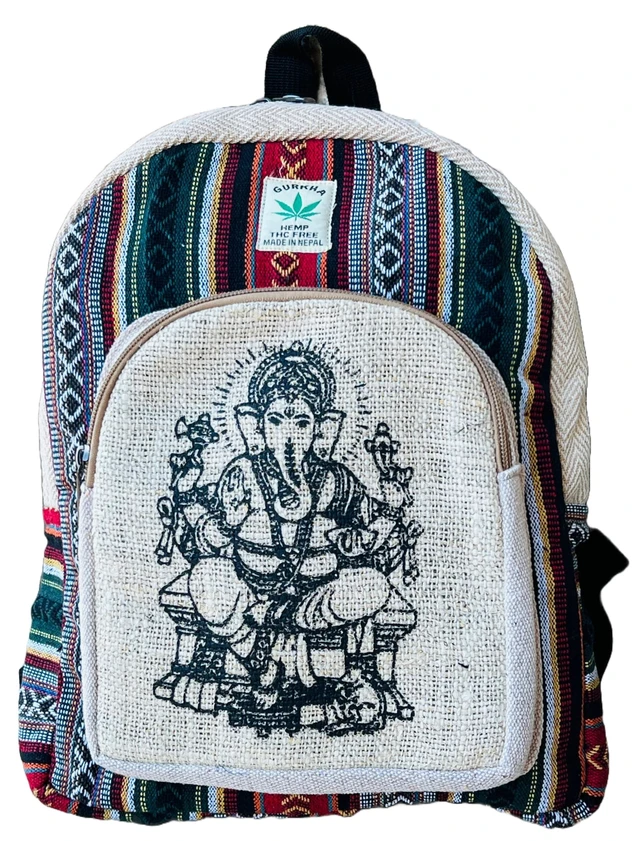 Alt view image 3 of 4 - Gurkha Handmade Himalayan Hemp Backpack 14 IN Hippie, Festival, Hiking & Laptop Backpack - Handmade In Mt. Everest Country Nepal