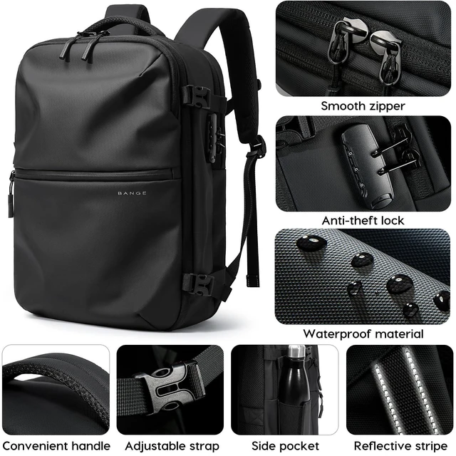 Alt view image 9 of 10 - BANGE Travel Backpack with TSA lock version can hold 15.6 inch Laptop suitable Daily Commute and Overnight Flight Approved Anti-theft Bag