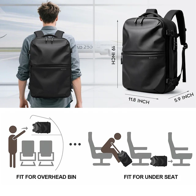 Alt view image 8 of 10 - BANGE Travel Backpack with TSA lock version can hold 15.6 inch Laptop suitable Daily Commute and Overnight Flight Approved Anti-theft Bag