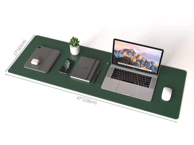Alt view image 7 of 10 - RENMTURE Dual-Sided Mouse Pad, Natural Cork & PU Leather Large Desk Pad for Office and Home Work, Desk Protector Non-Slip, Waterproof, Easy Clean (Dark Green, 47"x17")