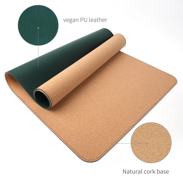 Alt view image 8 of 10 - RENMTURE Dual-Sided Mouse Pad, Natural Cork & PU Leather Large Desk Pad for Office and Home Work, Desk Protector Non-Slip, Waterproof, Easy Clean (Dark Green, 47"x17")