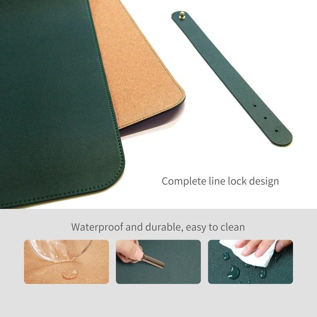 Alt view image 9 of 10 - RENMTURE Dual-Sided Mouse Pad, Natural Cork & PU Leather Large Desk Pad for Office and Home Work, Desk Protector Non-Slip, Waterproof, Easy Clean (Dark Green, 47"x17")
