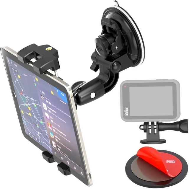Alt view image 6 of 10 - Cuxwill Car Tablet Holder Mount for 4-13" iPad Phone Gopro, Truck Windshield Dashboard Heavy Duty Suction Cup Holder with 1/4'' Screw for iPad Pro 12.9 9.7, Galaxy Fold 5 4, More Tablet Phone Camera