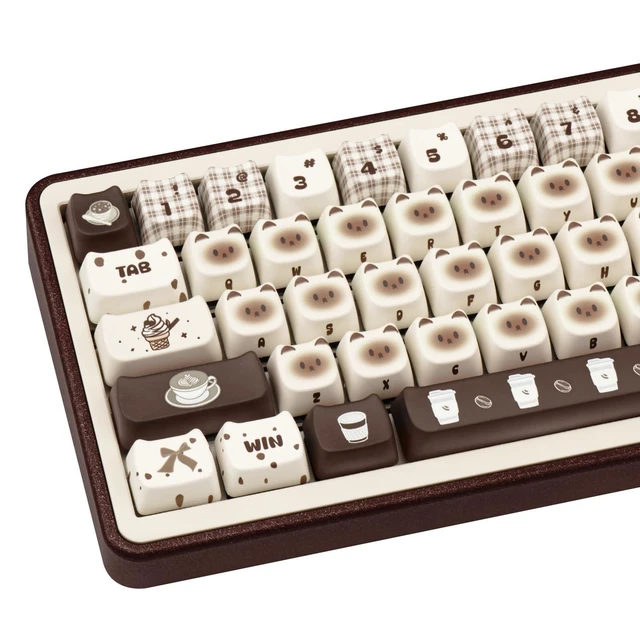 Alt view image 6 of 10 - COOMICKEY 133 Keys PBT Keycaps 60 65 75 100 Percent, Mao Profile Dye Sublimation, Cute Cat Custom Keyboard Keycaps Set for 61/64/68/84/87/100/104/108 Cherry MX Mechanical Keyboard