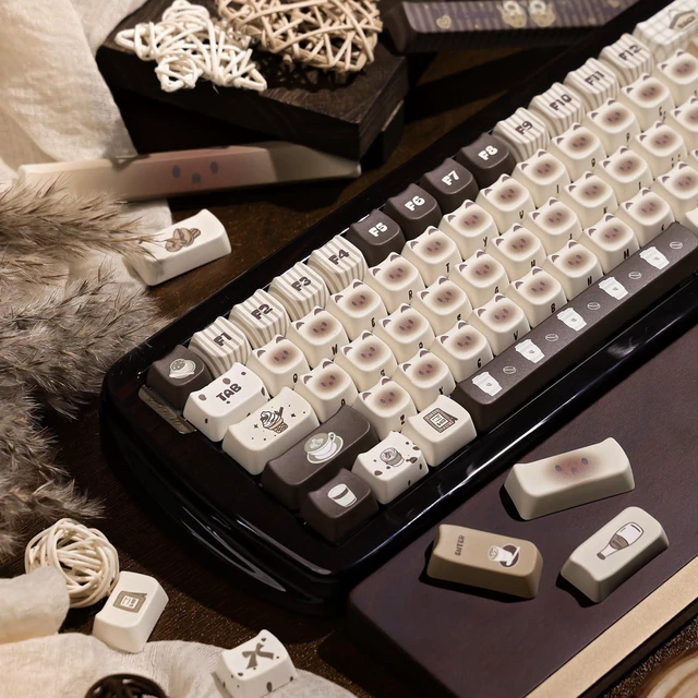 Alt view image 8 of 10 - COOMICKEY 133 Keys PBT Keycaps 60 65 75 100 Percent, Mao Profile Dye Sublimation, Cute Cat Custom Keyboard Keycaps Set for 61/64/68/84/87/100/104/108 Cherry MX Mechanical Keyboard