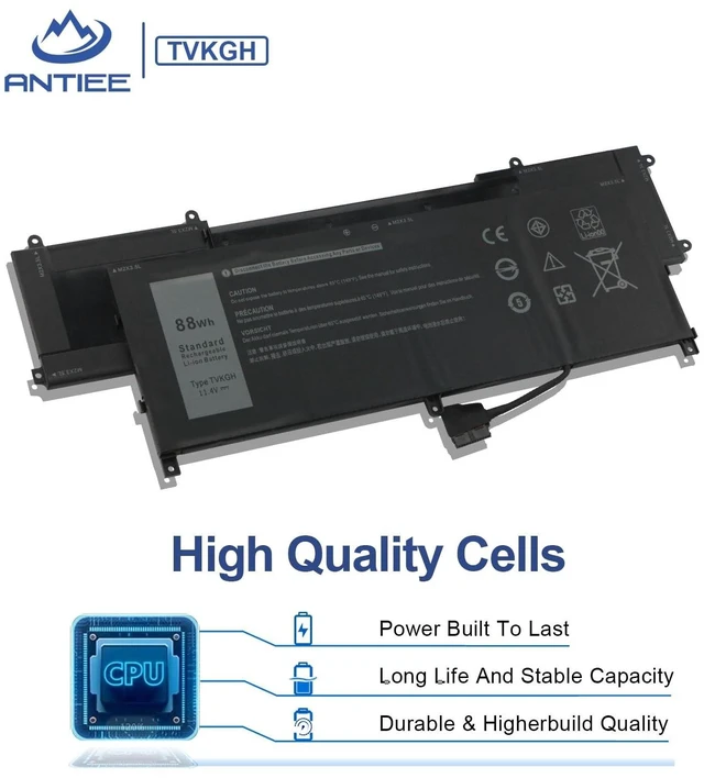 Alt view image 9 of 10 - ANTIEE TVKGH 88Wh Laptop Battery Replacement for Dell Latitude 9510 / Latitude 9520 2-in-1 Series N7HT0 V5K68 HYMNG N2NLL 08NFC7 N2NLL N7HTO 089GNG 0PKW00 0HYMNG 11.4V 7334mAh 6-Cells