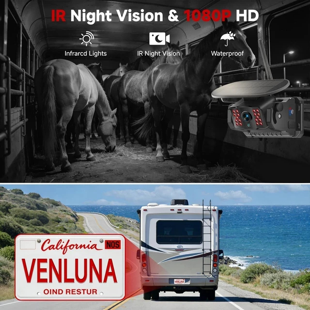 Alt view image 10 of 10 - Venluna Wireless Magnetic Backup Camera, Add-on or Replacement Rear Camera, 15,000mAh Rechargeable Battery Solar Waterproof Night Vision Reverse Camera for RV Truck Trailer Pickup Tractor