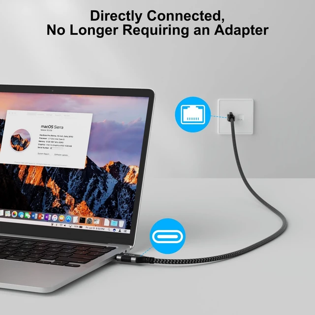 Alt view image 7 of 10 - USB C to Ethernet Cable 50FT, Type C to RJ45 Cord, Gigabit Directly Connected, Thunderbolt 3/4 Compatible, for MacBook Pro/Air, iPad Pro, XPS, iPhone 17/16/15 Series, Galaxy S25, Laptop, Tablet, etc