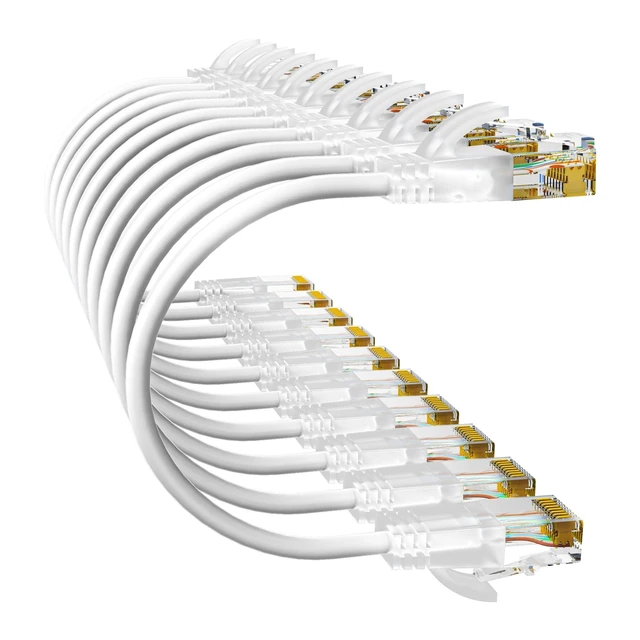 Alt view image 6 of 10 - 10Gsupxsel Cat6a Patch Cables 14ft (10 Pack) Slim, Cat6 Ethernet Patch Cable Pure Copper, Flexible Cat 6 Patch Cable 550MHZ 10G, Space-Saving Cat 6A Network Cables for Patch Panel, White