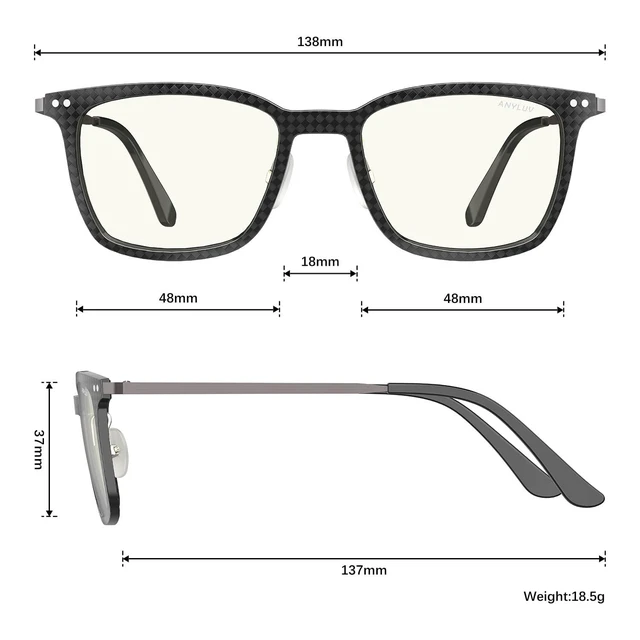 Alt view image 10 of 10 - ANYLUV Blue Light Glasses Men, Stylish Square Carbon Fiber Eyewear, Anti Eyestrain, Lightweight Mens Computer Gaming Glasses