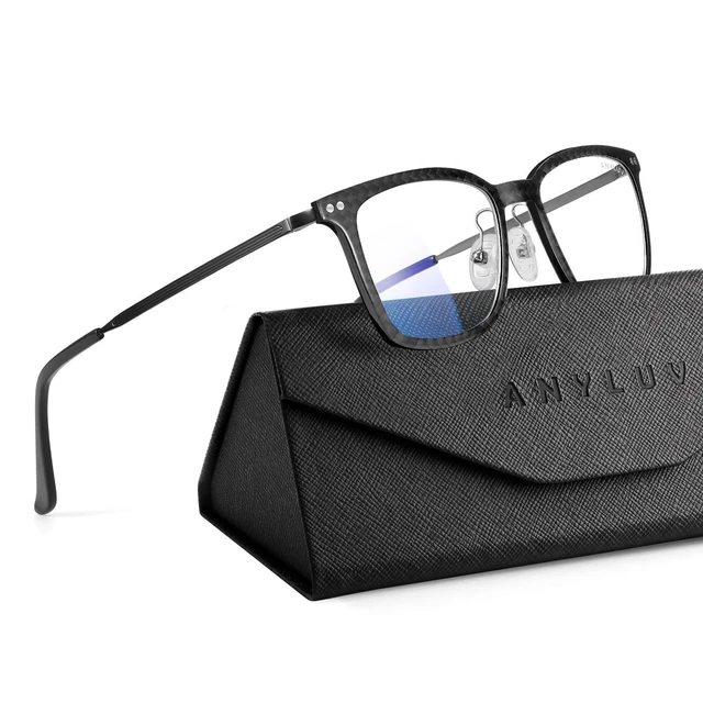 Alt view image 6 of 10 - ANYLUV Blue Light Glasses Men, Stylish Square Carbon Fiber Eyewear, Anti Eyestrain, Lightweight Mens Computer Gaming Glasses