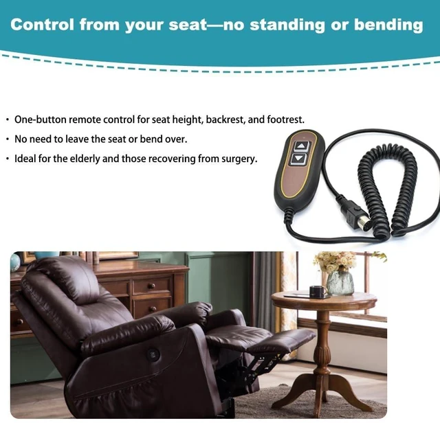 Alt view image 10 of 10 - ZK1200-HC 2 Button 5 Pin Remote Control Replacement for Golden, Lift Chair Power Recliner Remote for RMT, Dewert, Limoss and Kaidi Motors Commonly Hand Controller with USB and Backlight Function