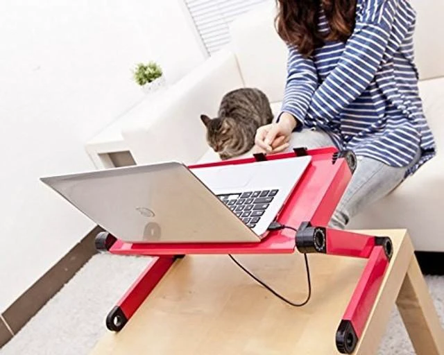Alt view image 8 of 10 - Zippace Adjustable Lap Desk Laptop Computer Portable Multifunctional Ergonomic Vented Table Stand Tray Mount Holder (420 * 260mm with Mouse Pad, Pink)