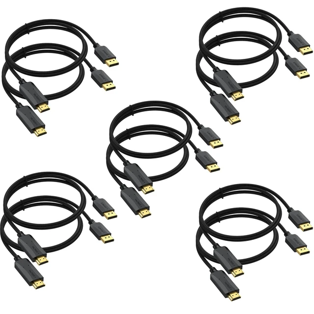 Alt view image 6 of 10 - Thin DisplayPort to HDMI Cable 10-Pack, 3 FT 4K DP to HDMI Display Port Cord Adapter Male to Male Cord (UHD 4K, 2K, 1080P) Gold-Plated Braided Compatible with Dell, HP, Insignia, ASUS, AMD and More
