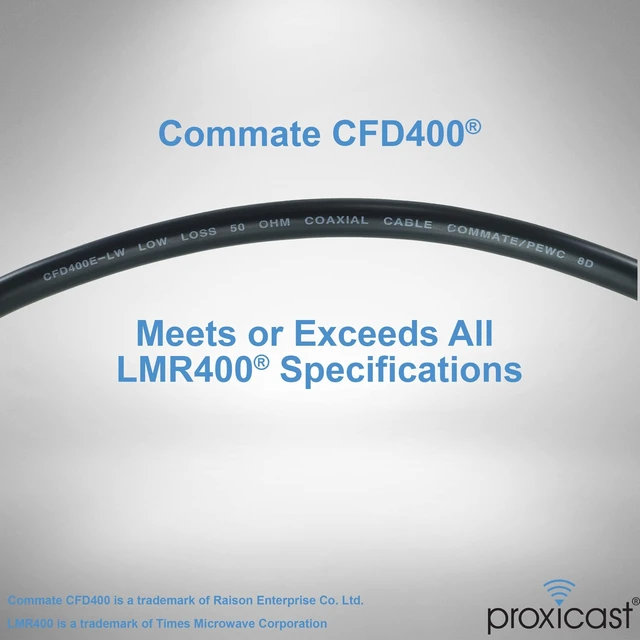 Alt view image 10 of 10 - Proxicast 50 ft RP SMA Male to N Male Premium CFD400 Low-Loss Coaxial Cable (50 Ohm) for Connecting WiFi & Helium Miner (HNT Hotspots) to N-Female Antennas (Not for TV or Cellular) (ANT-310-420-50)