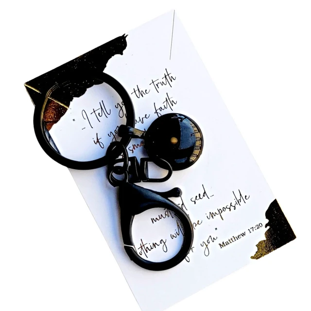 Alt view image 6 of 10 - Mustard Seed Inspirational Keychain for Men or Women, Black Gunmetal