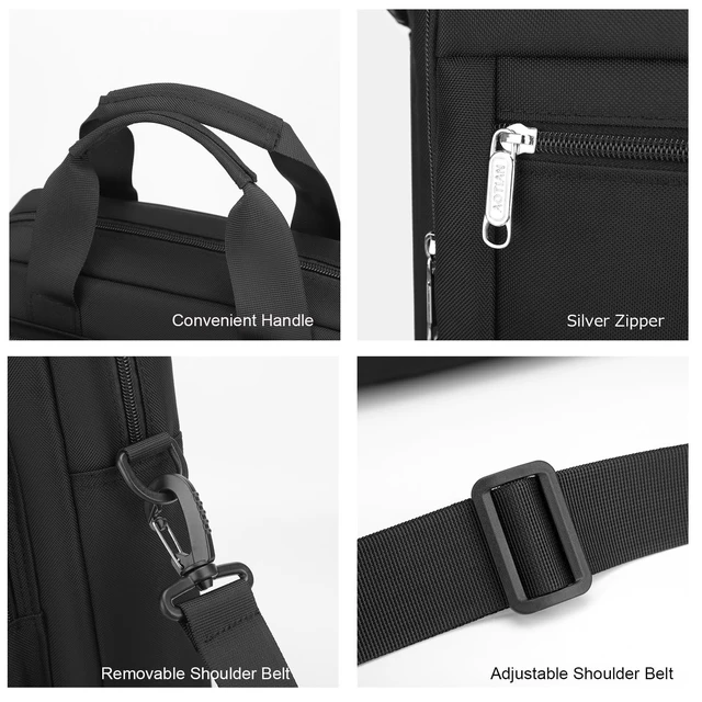 Alt view image 9 of 10 - zhongningyifeng Men's Messenger Bag 14-inch Laptop Bag Nylon Large Shoulder Bag Business Waterproof Casual Black Crossbody Bag for Work Travel Outdoor