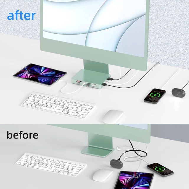 Alt view image 10 of 10 - USB C Hub for Mac 24 inch 2021/2023/2024, 7 in 1 iMac USB Hub with USB A/C 3.2 10Gbps, SD/TF, HDMI iMacM1 M3 M4 Dock Accessories
