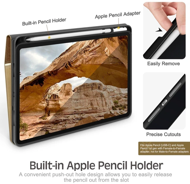 Alt view image 9 of 10 - KingBlanc Case for iPad (A16) 11th Generation 11-inch 2025, iPad 10th Generation 10.9" 2022 with Pencil Holder, Vegan Leather Protective Stand Cover, Auto Sleep Wake, Multi-Angle Viewing/Typing, Beige