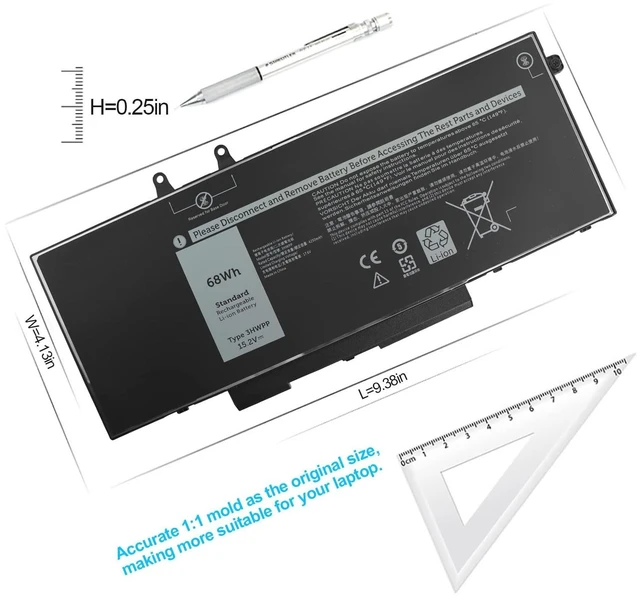 Alt view image 9 of 10 - 3HWPP Battery Replacement Dell Latitude 5510 Laptop Battery for Latitude 5401 5410 5411 5501 5510 5511 Inspiron 7506 2-in-1 Black Inspiron 17 7706 2-in-1 10X1J N2NLL 1VY7F 451-BCMN 68Wh Batteries.