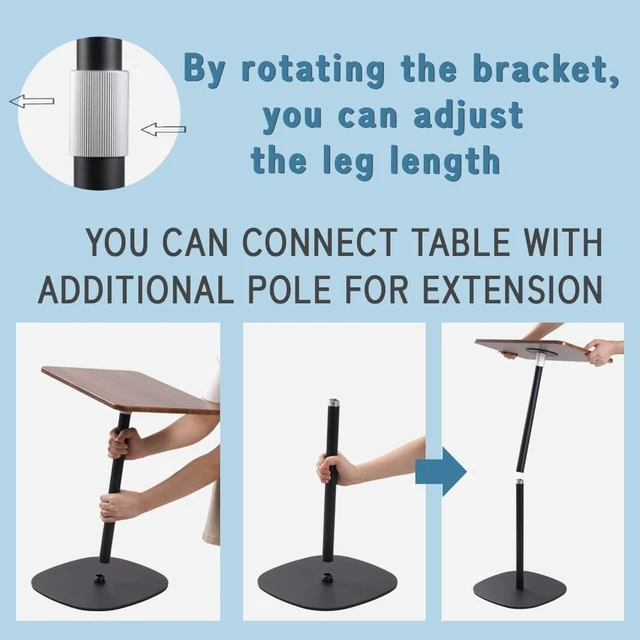 Alt view image 10 of 10 - Japard Portable Standing Desk, Adjustable Height 18-47 Mini Floor Desk, Small Laptop Stand for Home Office, Easy to Assemble, Compact Design Natural Wood White
