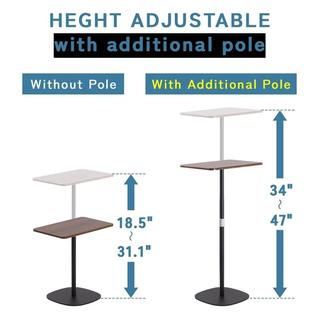 Alt view image 8 of 10 - Japard Portable Standing Desk, Adjustable Height 18-47 Mini Floor Desk, Small Laptop Stand for Home Office, Easy to Assemble, Compact Design Natural Wood White
