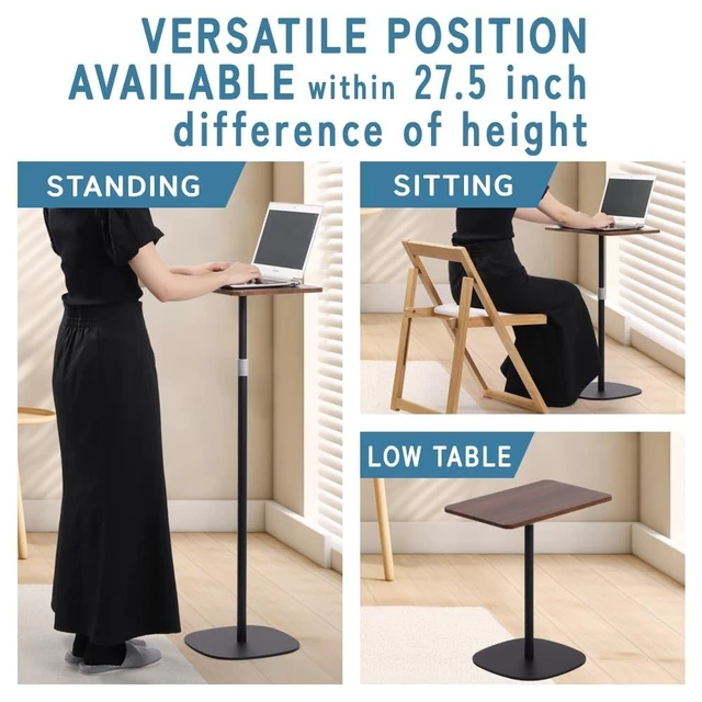 Alt view image 7 of 10 - Japard Portable Standing Desk, Adjustable Height 18-47 Mini Floor Desk, Small Laptop Stand for Home Office, Easy to Assemble, Compact Design Natural Wood White