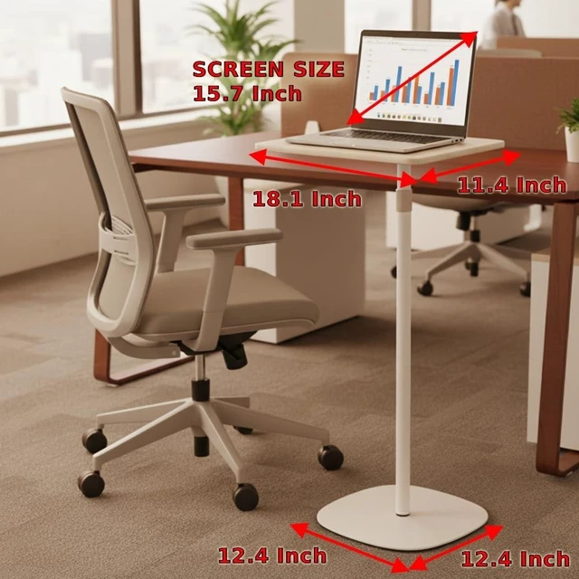 Alt view image 9 of 10 - Japard Portable Standing Desk, Adjustable Height 18-47 Mini Floor Desk, Small Laptop Stand for Home Office, Easy to Assemble, Compact Design Natural Wood White