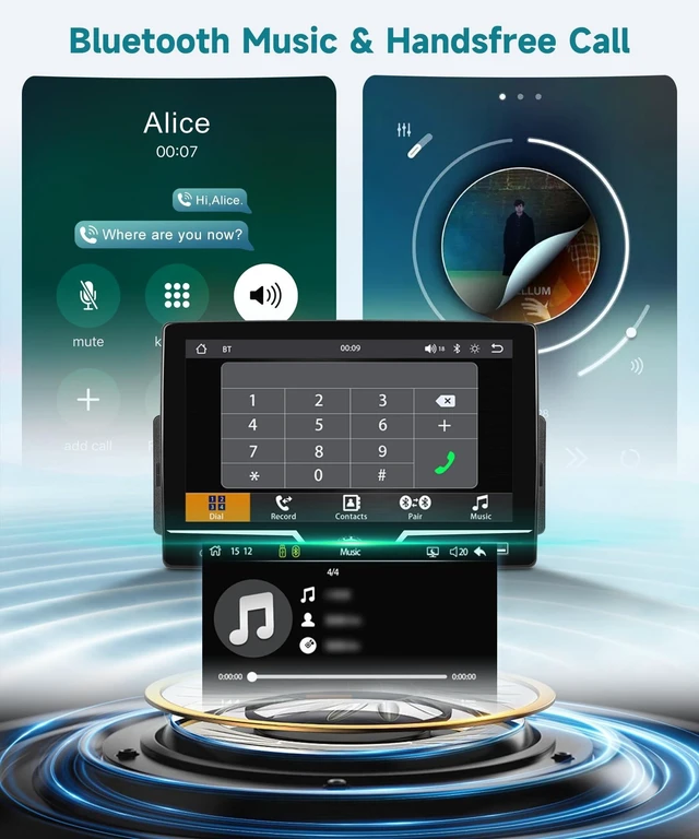 Alt view image 9 of 10 - Single Din Car Stereo with Wired Carplay Android Auto, Sellrich 7 inch Touch Screen Bluetooth Single Din Car Radio with Mirror Link FM Radio USB/AUX/Type-C Ports+Backup Camera