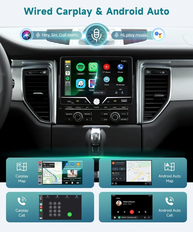 Alt view image 7 of 10 - Single Din Car Stereo with Wired Carplay Android Auto, Sellrich 7 inch Touch Screen Bluetooth Single Din Car Radio with Mirror Link FM Radio USB/AUX/Type-C Ports+Backup Camera