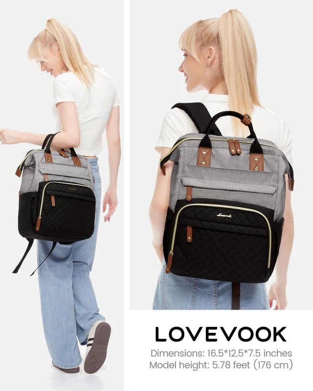Alt view image 9 of 10 - LOVEVOOK Laptop Backpack for Women, 15.6'' Waterproof Nurse Bag Teacher Work Backpack Purse for Women, Travel Computer Backpack for College Office Business Ladies