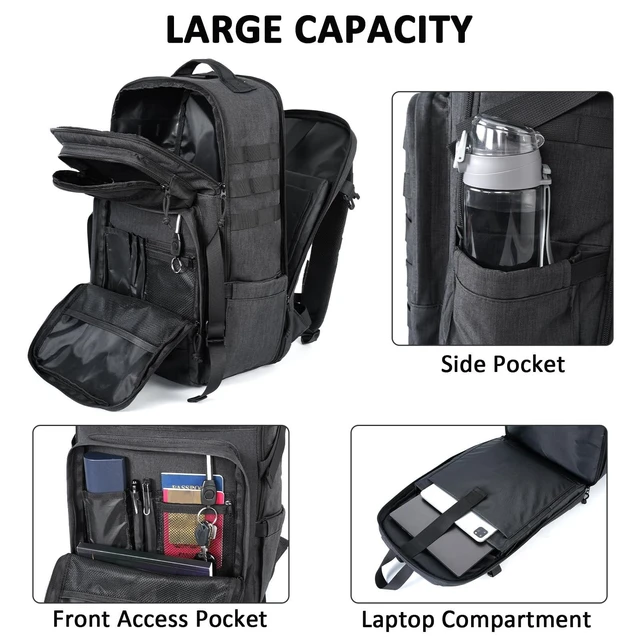 Alt view image 7 of 10 - MATEIN 17 Inch Laptop Backpack, Large Military Tactical Backpack for Men TSA Approved, Water Resistant Computer Bag Work Day Pack, Travel Laptop Carry on for Camping Hiking