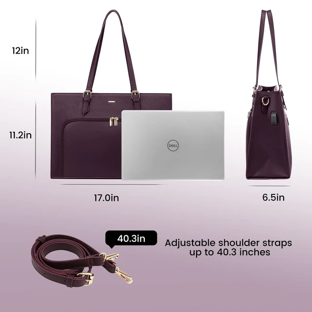 Alt view image 10 of 10 - LOVEVOOK Laptop Bag for Women 15.6 inch Waterproof Work Tote Bag Briefcase with USB Charging Port PU Leather Computer Handbag Shoulder Bag Large Professional Teacher Bag for Travel Business School