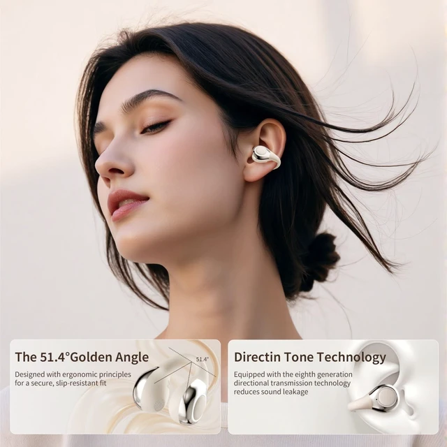 Alt view image 7 of 10 - TANALAZ Open Ear Earbuds I5, Bluetooth 6.0 Wireless Headphones for iPhone & Android, Gym & Running, IPX5 Sweatproof, 36H Playtime, Secure Clip-On Fit for Work & Sports (2-White)