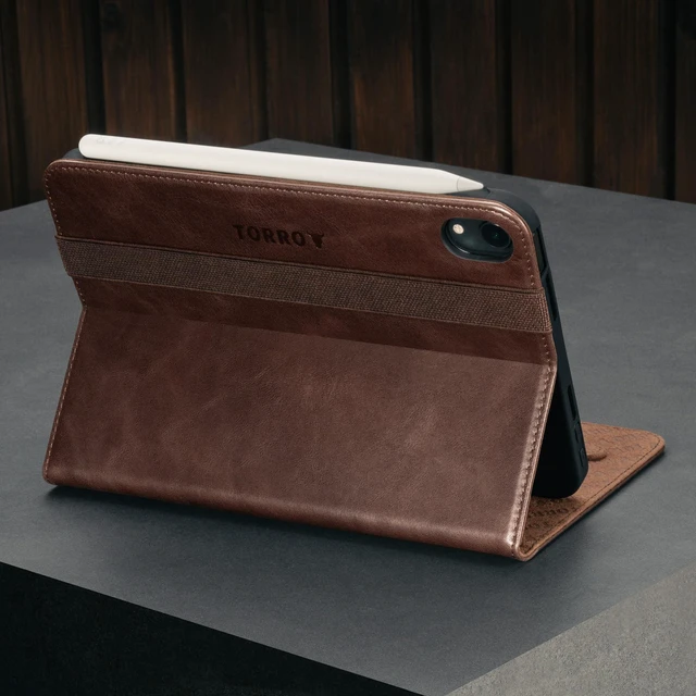 Alt view image 8 of 10 - TORRO Case Compatible with iPad mini 7/6 Genuine Leather iPad mini 7th / 6th Generation (2024/2021) Cover with Stand Function, Apple Pencil Connectivity and Wake Sleep Function (Dark Brown)