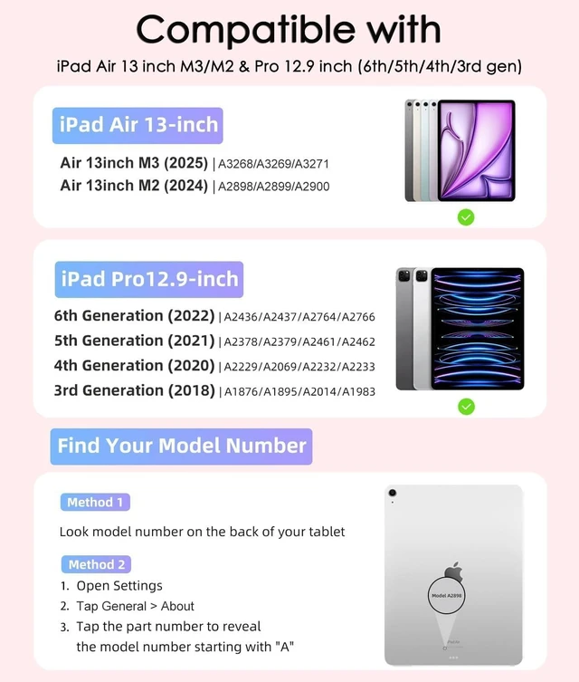 Alt view image 7 of 10 - Keyboard Case for iPad Air 13 (M3, 2025/M2, 2024) & iPad Pro 12.9 inch 6th/5th/4th/3rd Generation - Wireless Bluetooth Keyboard with Multi-Touch Trackpad, Smart Folio Cover with Pencil Holder - Pink