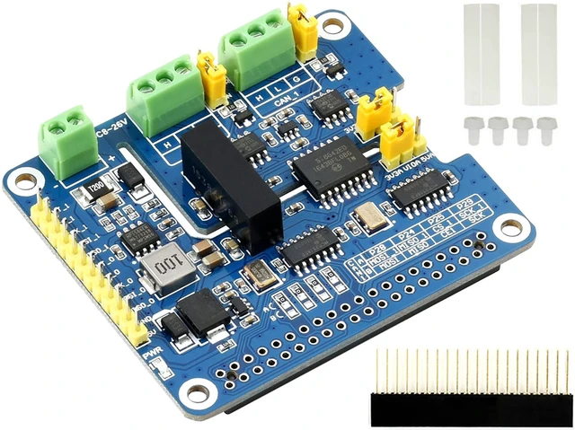 Alt view image 6 of 10 - 2-Channel Isolated CAN FD Expansion HAT for All Raspberry Pi, Support CAN2.0 and CAN FD Protocols,with MCP2518FD CAN Controller + MCP2562FD CAN Transceiver Onboard Multi Protection Circuits