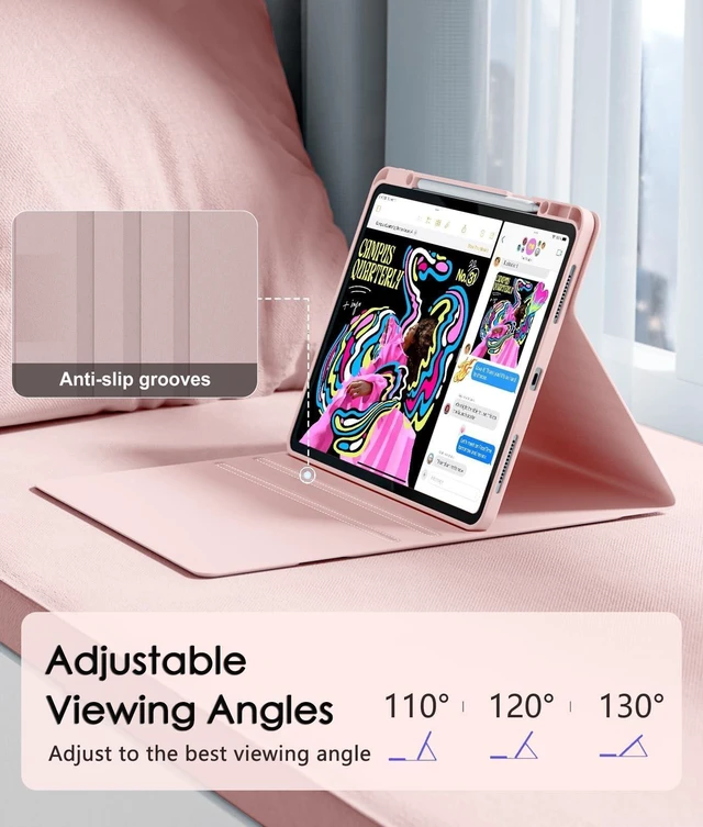 Alt view image 8 of 10 - Keyboard Case for iPad Air 13 (M3, 2025/M2, 2024) & iPad Pro 12.9 inch 6th/5th/4th/3rd Generation - Wireless Bluetooth Keyboard with Multi-Touch Trackpad, Smart Folio Cover with Pencil Holder - Pink