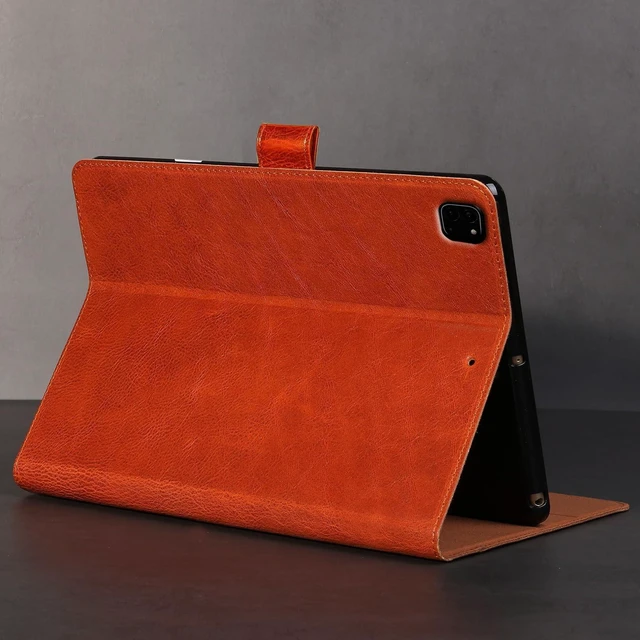 Alt view image 10 of 10 - Gexmil Case for iPad Pro 11 Inch,4th/3rd/2nd/1st Generation(2022/2021/2020/2018) Genuine Leather Cover with Pencil Holder,Cowhide Folio Cover,Auto Sleep/Wake Anti Slip,Vegetable Tanning Brown