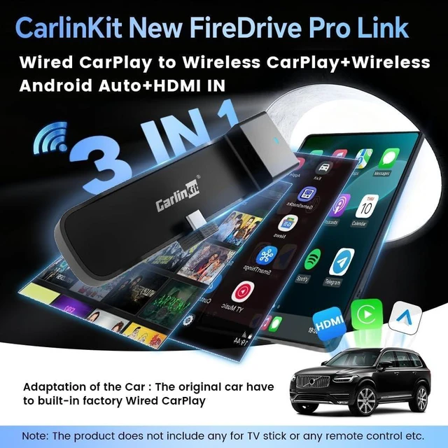 Alt view image 7 of 10 - Carlinkit FireDrive Link Pro Car TV Mate, Convert Wired to Wireless Android Auto & CarPlay Adapter, Compatible with Wired CarPlay for Fire TV Stick Streaming, 5GHz WiFi/Plug & Play