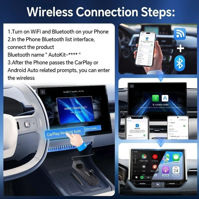Alt view image 10 of 10 - Carlinkit FireDrive Link Pro Car TV Mate, Convert Wired to Wireless Android Auto & CarPlay Adapter, Compatible with Wired CarPlay for Fire TV Stick Streaming, 5GHz WiFi/Plug & Play