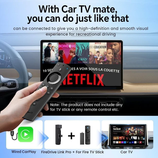 Alt view image 8 of 10 - Carlinkit FireDrive Link Pro Car TV Mate, Convert Wired to Wireless Android Auto & CarPlay Adapter, Compatible with Wired CarPlay for Fire TV Stick Streaming, 5GHz WiFi/Plug & Play