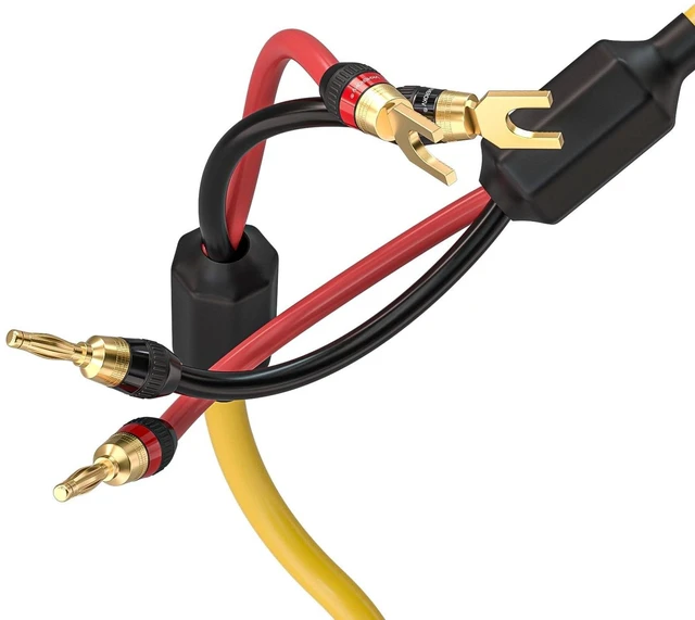 Alt view image 8 of 10 - KK Cable YM-2C 10 GaugeAWG 1pair Set Speaker Wire 24k Gold Plated Copper connectors, 5N OFC((99.999% Oxygen Free Copper Wire) with Magnetic Field Ring. YM-2C (3M (9.8ft), by)