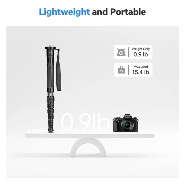 Alt view image 7 of 10 - TONYBOO 61" Carbon Fiber Camera Monopod,28mm 6-Section Height,Portable Lightweight,Max Load 16 lbs,Travel Monopod for DSLR Mirrorless Cameras Camcorders Compatible with Canon Nikon Sony