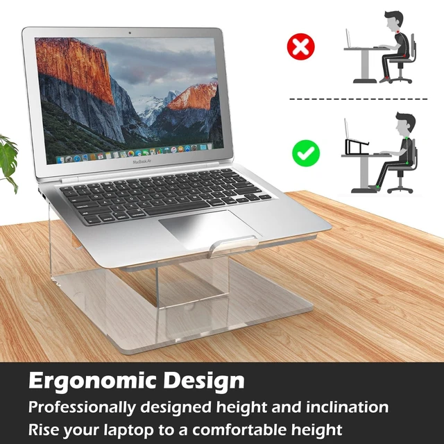 Alt view image 7 of 10 - Kamehame Acrylic Laptop Stand, 6MM Thick Clear Acrylic Laptop Stand for Desk, Portable & Ergonomic Acrylic Laptop Riser for Office Home, Compatible with 10 to 15.6 Inches Laptops