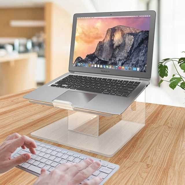Alt view image 9 of 10 - Kamehame Acrylic Laptop Stand, 6MM Thick Clear Acrylic Laptop Stand for Desk, Portable & Ergonomic Acrylic Laptop Riser for Office Home, Compatible with 10 to 15.6 Inches Laptops