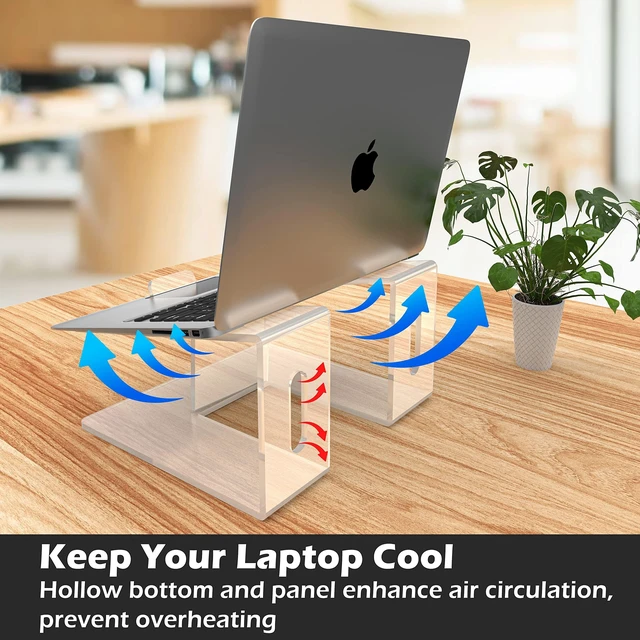 Alt view image 8 of 10 - Kamehame Acrylic Laptop Stand, 6MM Thick Clear Acrylic Laptop Stand for Desk, Portable & Ergonomic Acrylic Laptop Riser for Office Home, Compatible with 10 to 15.6 Inches Laptops