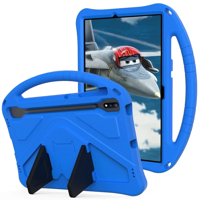 Alt view image 6 of 10 - YRH Kids Case for Samsung Galaxy Tab S10 Plus/Tab S9 FE Plus/Tab S9 Plus 12.4 inch, EVA Shockproof Cover with Handle Stand, Blue