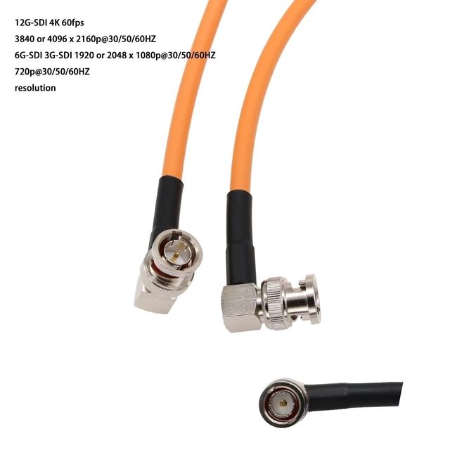 Alt view image 8 of 10 - HangTon 12G 4K SDI UHD Coaxial Video Cable Right Angle Male BNC for Blackmagic Sony FS7 FX9 FX6 RED ARRI Camera Monitor 5M